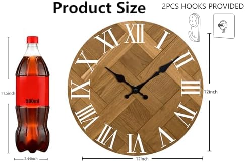 12 Inch Wall Clock, Roman Numerals Wall Clock Battery Operated, Silent - Image 3