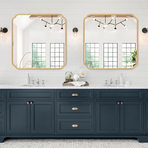 Ferytange Gold Bathroom Mirror for Wall 36" x 36" Square Bathroom Vanity Mirror - Image 2