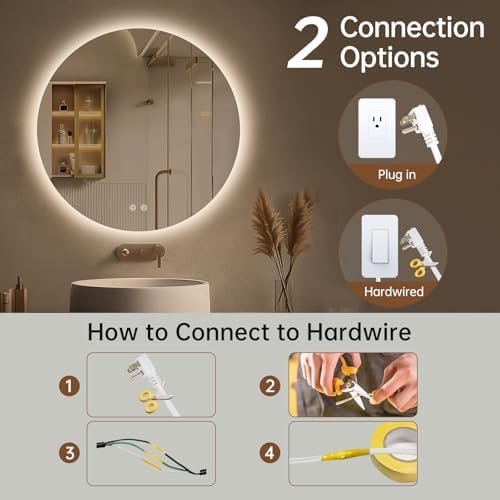 LOVESPEJO Round Backlit Mirror Bathroom 24", Circle LED Mirror - Image 7