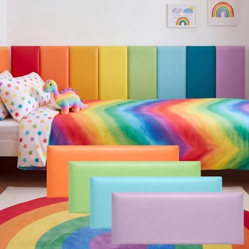 8 Pack Wall Padding Headboard 19.69" x 7.87" x 1.18" Rainbow Colors by Hahafelt