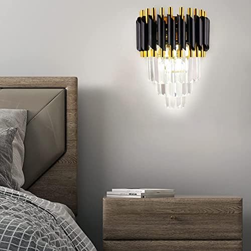 FRIXCHUR Black Crystal Wall Sconce, Modern Wall Light Fixture - Image 4