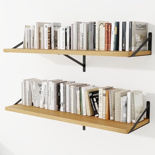 Deep Wall Shelves 48"W x 12"D Engineered Wood Floating Shelves by Venusmiles