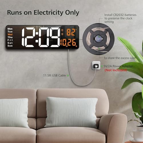 Zgrmbo 16" Large Digital Wall Clock - Image 4