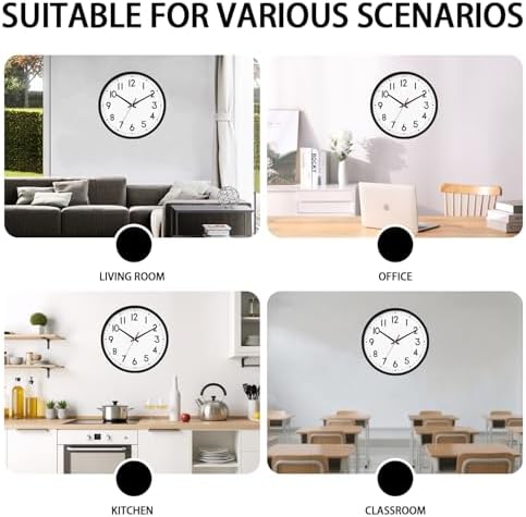 12 Inch Wall Clock Battery Operated Silent Non Ticking Quartz - Image 6