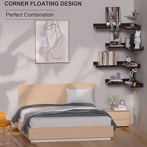 Corner Floating Shelves Set of 4, Rustic Pine Wood Corner Shelves - Image 4