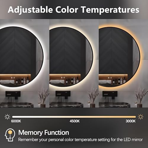 Niccy 36" Round LED Bathroom Backlit Mirror - Image 2