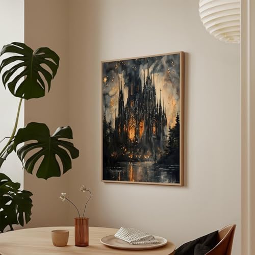 Gothic Haunted Castle Wall Art Dark Fantasy Poster 12x16 Inch Unframed - Image 2