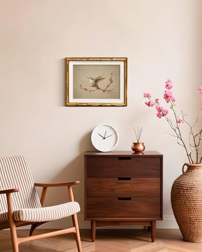 InSimSea Gold Bamboo Framed Wall Art, Vintage Spring Bird Prints - Image 4