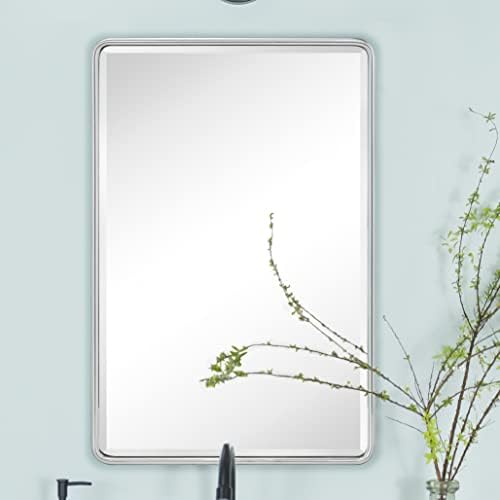 TEHOME 16x24 Brushed Nickel Recessed Bevel Mirrored Bathroom Medicine Cabinet - Image 2