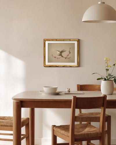 InSimSea Gold Bamboo Framed Wall Art, Vintage Spring Bird Prints - Image 6