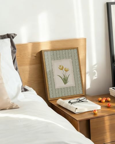 VIYYIEA Framed Yellow Tulip Wall Art Vintage Botanical, 8x10 Inch - Image 3