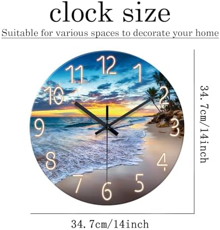 Blue Ocean Wall Clock Battery Operated 14 Inch - Image 5