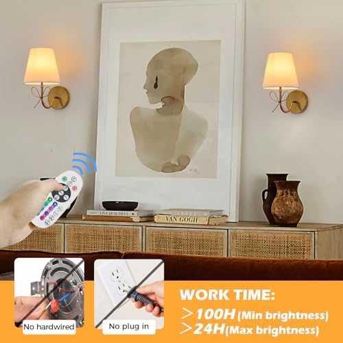 PASSICA DECOR Bow Wireless Battery Operated Wall Sconce Set of 2, Rechargeable - Image 4