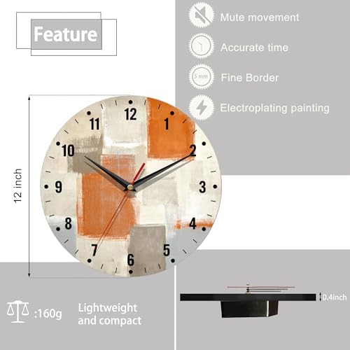 SPUNKER Clocks for Living Room, Abstract Painting Round Clock Silent - Image 2