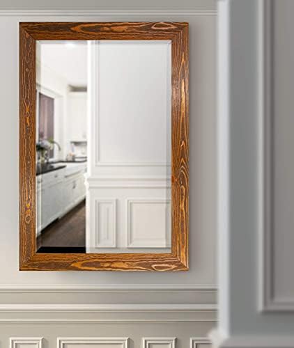 Renditions Gallery Rustic Horizontal Wooden Maple Frame Body Mirror Decor - Image 2