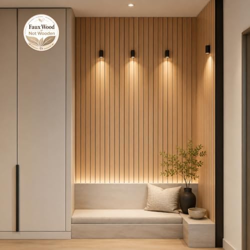 Peel and Stick PVC Slat Wall Panel, 3D Faux Oak, 15.8" x 118" - Image 2