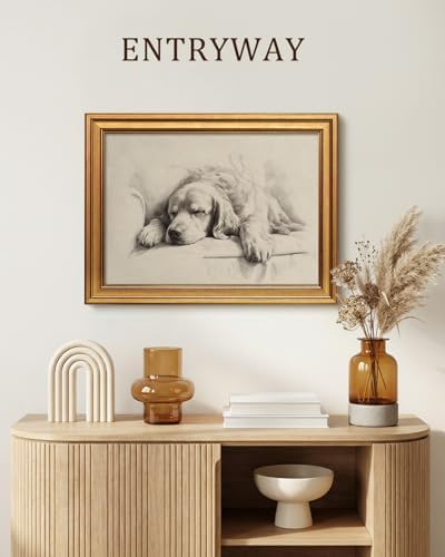 VIYYIEA Vintage Gold Framed Wall Art, Sleeping Dog, 12x16 Inch - Image 5