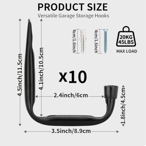 Garage Storage Hooks, Heavy Duty J Wall Utility Hangers - Image 2