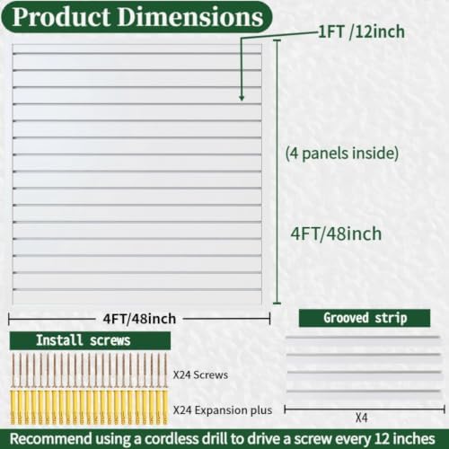 Slat Wall Paneling 4x4 ft Garage Organizer Storage Systems, Heavy Duty PVC - Image 3