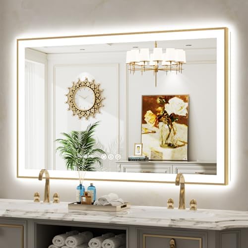 55x36 LED Bathroom Mirror with Lights by YEELAIT