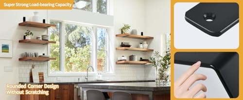 4 Pack - L 8" x H 6" x W1.5, 5mm Thick Black L Shelf Bracket, Iron Shelf - Image 6