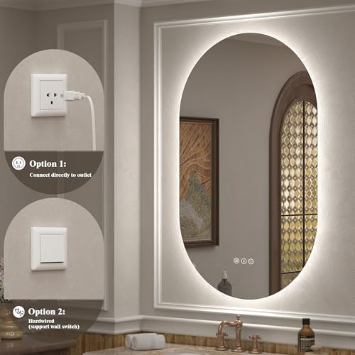 40x30 Inch Oval Backlit LED Bathroom Mirror - Image 6