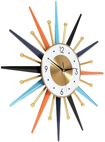 Large Wall Clock 22'' Modern Big Wall Clock Starburst Mid-Century Decor by Unknown