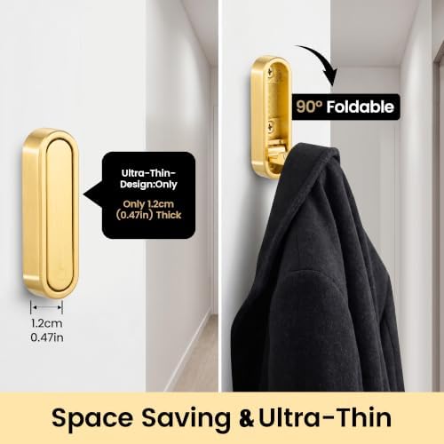 Foldable Wall Hooks, 40lb Heavy Duty, Zinc Alloy, 2 Pack - Image 5