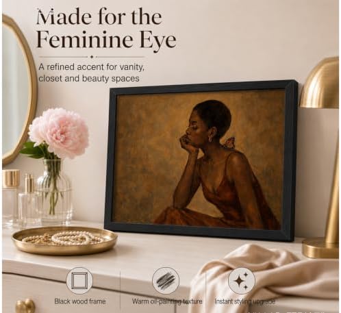 Framed Black Woman Canvas Wall Art, African American Girl Prints Painting - Image 6