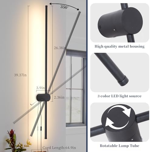 KELUOLY Dimmable Plug in Wall Sconce Set of 2, Adjustable Color Temperature - Image 4