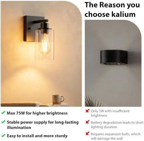 Wall Sconces Set of Two Matte Black Vanity Lights - Image 5