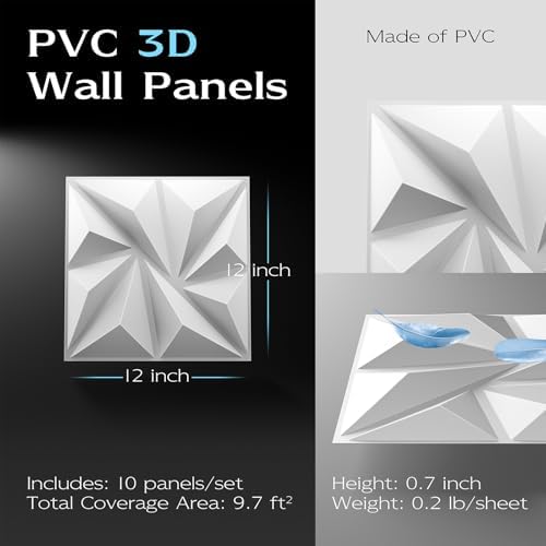 10-Pack 3D Wall Panels, PVC Decorative Wall Panels - Image 2