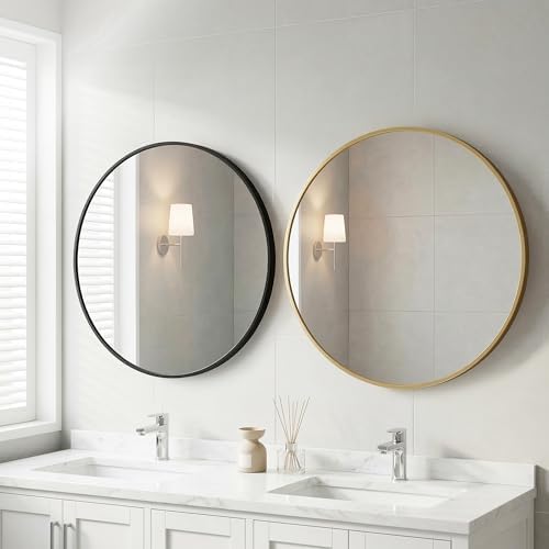Sweetcrispy Round Bathroom Wall Mirror, Vanity Mirror, 30 Inch - Image 4