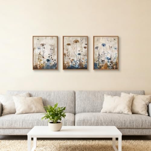 WENGTIAO 3 Pcs Vintage Framed Canvas Wall Art Prints Nature Flowers 12"x16" - Image 2