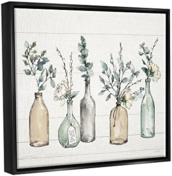 Botanical Bottles and Plants Vases, 16 x 20 Inch Canvas in Floater Frame - Image 2