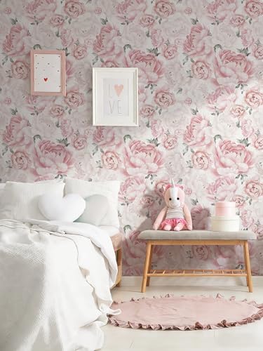 Safiyya Pink Floral Wallpaper Peel and Stick Removable Self Adhesive Wall Paper - Image 4