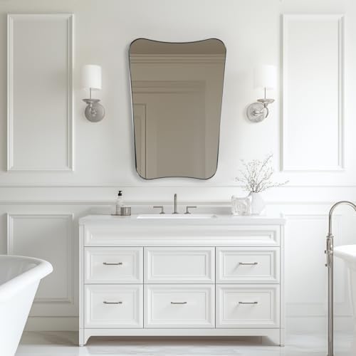 ANDY STAR Brushed Nickel Asymmetrical Wall Mirror, 24x32 Inch Bathroom Vanity - Image 6