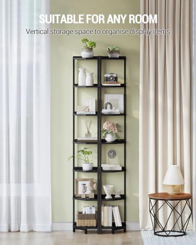 Hzuaneri Corner Shelf Stand 7-Tier Corner Bookshelf Storage Standing Shelf - Image 3