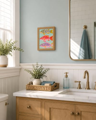Colorful Fish Framed Wall Art Coastal Sardine Pictures Wall Decor 8x10in - Image 2