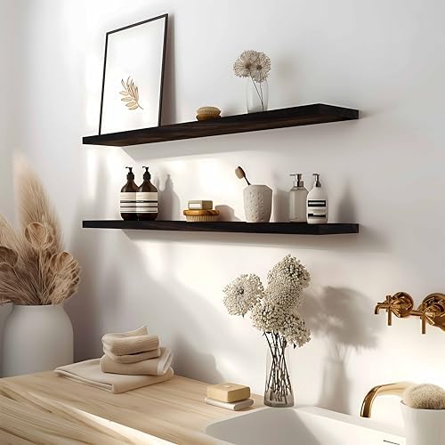 48 Inch Brown Wood Floating Shelves - Image 2