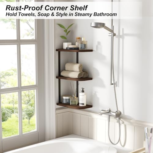 Love-KANKEI Corner Wall Shelf 3 Tier, Solid Wood - Image 5