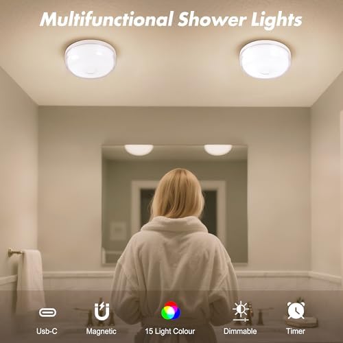 4-Pack Waterproof Shower Light No Wiring, Rechargeable Shower Lamp - Image 3