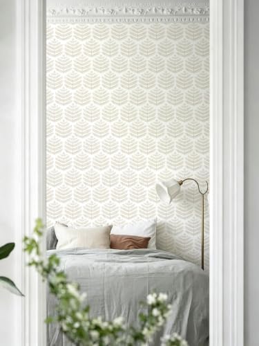Orainege Peel and Stick Wallpaper Beige Leaf Wallpaper Boho - Image 4