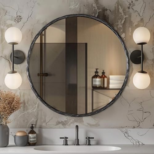 ANDY STAR Hand-Forged Black Round Mirror by ANDYSTAR