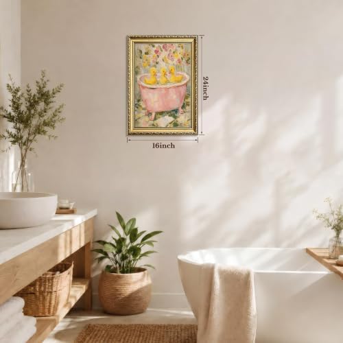 Gold Framed Vintage Duck Wall Art, Cute Duck Bathtub Print - Image 4