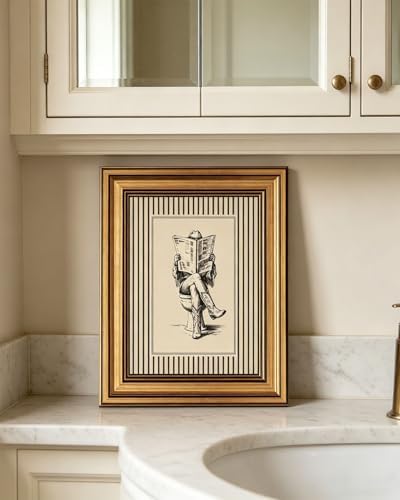 Gold Framed Wall Art, Funny Western Cowgirl Bathroom Canvas Prints, Cowgirl - Image 4