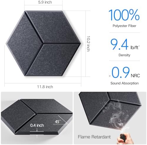 8 Pack Self-Adhesive Acoustic Panels 12" X 10" X 0.4" - Image 3