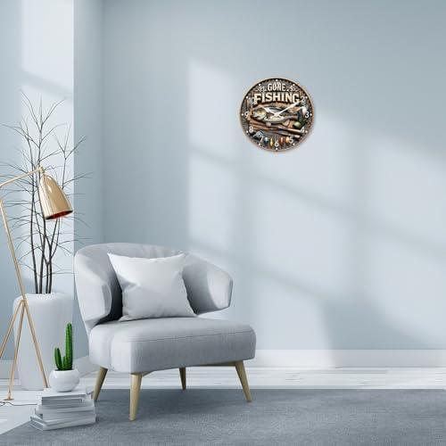 Rustic Wood Fish Wall Clock for Bedroom 14 Inch - Image 3