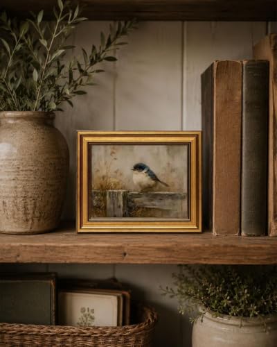 Gold Framed Wall Art, Rustic Nature Bird Canvas Prints, Neutral Farmhouse Bird - Image 5