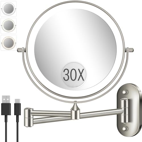 VFD 8'' 30X/1X Wall Mounted Lighted Magnifying Makeup Mirror by VFD